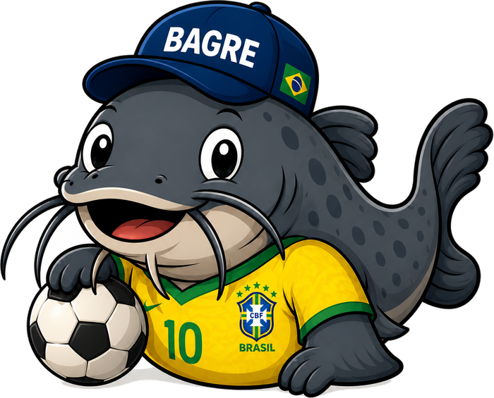 Bagre com a camisa do Brasil torcendo